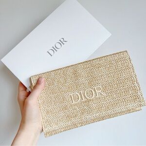 Dior Raffia Clutch Cosmetic Bag